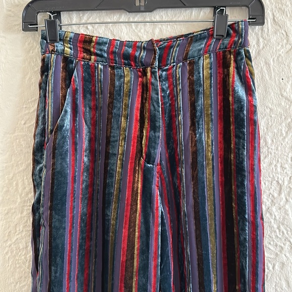 House of Harlow 1960 x Revolve Mona Pants Haze Velvet Multicolor Stripe Wide Leg - Picture 4 of 12
